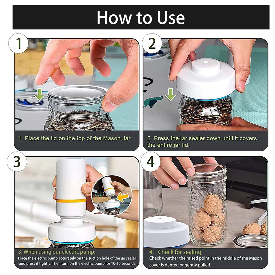 Universal Mason Jar Sealer Vacuum Kit BAP Free Vacuum Sealing Machine Food Storage Wear-Resistant for Wide Mouth Kitchen Gadgets