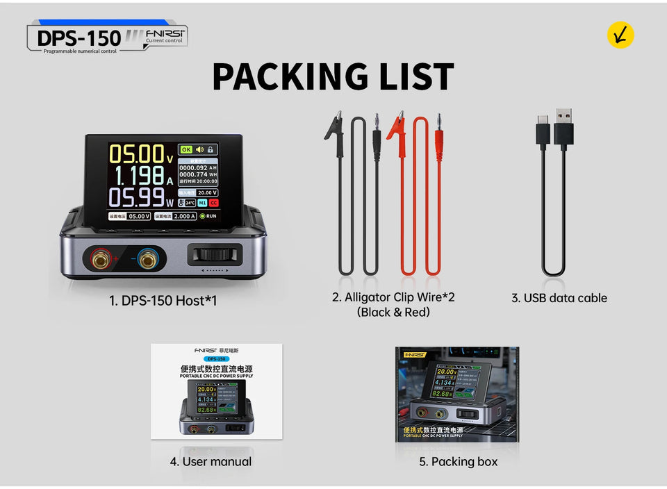 FNIRSI DPS-150 DC Power Supply Laboratory Power Supply Adjustable 30V 5A Switching Power Supply Portable Digital Power Supply