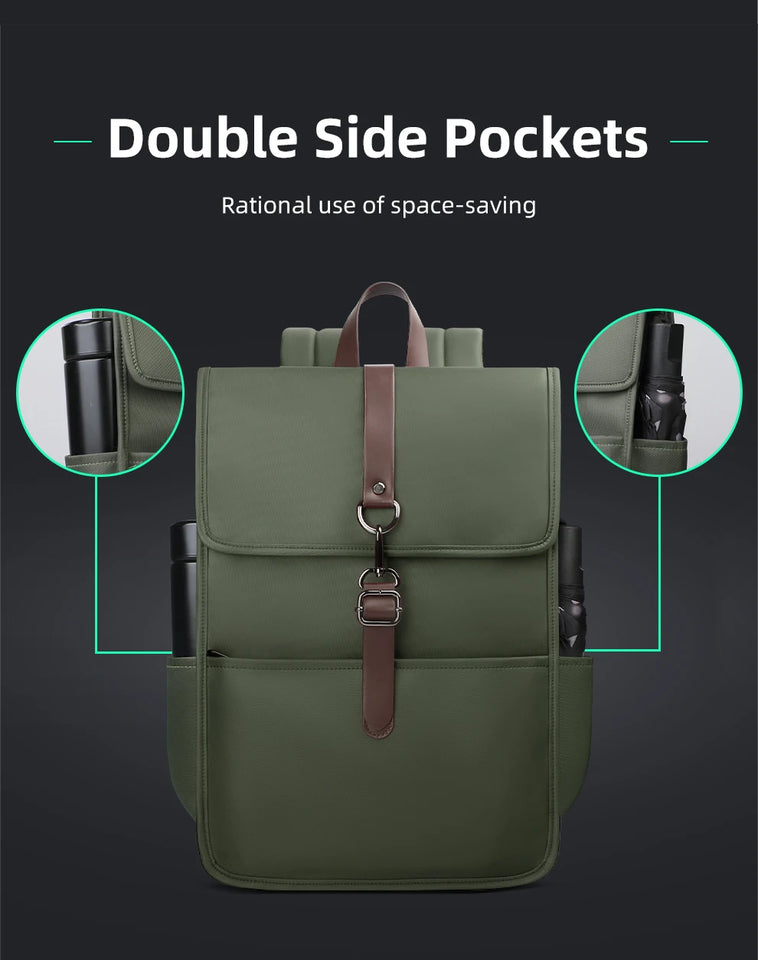 HK Men's Fashion 15.6" Laptop Backpack Waterproof Work Backpacks Teenage Student Charging Travel Shoulder Bag Women's Backpack