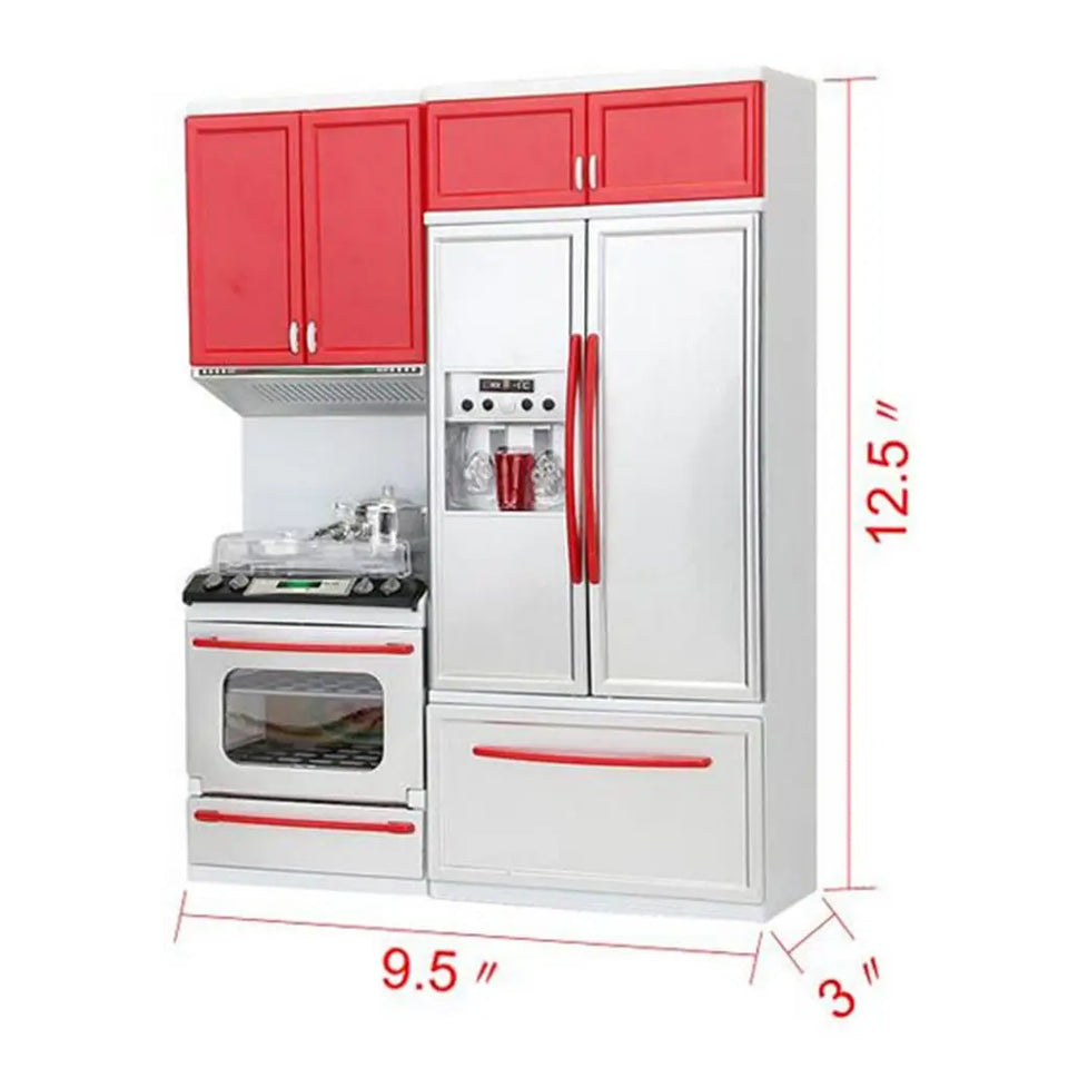 Pretend Play Toy Kitchen, Plastic Play Kitchen with Lights & Sounds, Cookware Pretend Cooking Food Set Toddler Gift Toy