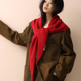 Korean Knitted Wool Triangle Scarf Solid Knitted Shawl Autumn Winter Scarf Women Neck Protection Neckerchief Triangle Scarf