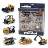 6pcs/set Alloy Engineering Truck Toy Car Classic Construction Model Vehicle Loader Tractor Excavator Toys for Boys Gifts