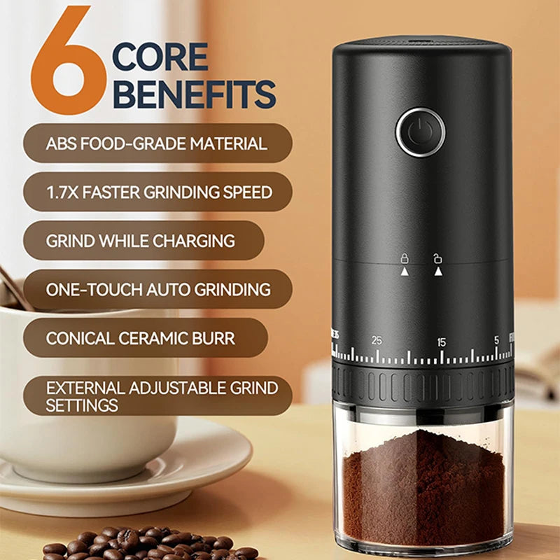 NEW Portable Electric Coffee Grinder 2000mAh Rechargeable 38 Gears External Adjustable Professional Ceramic Burr Fast Grinding