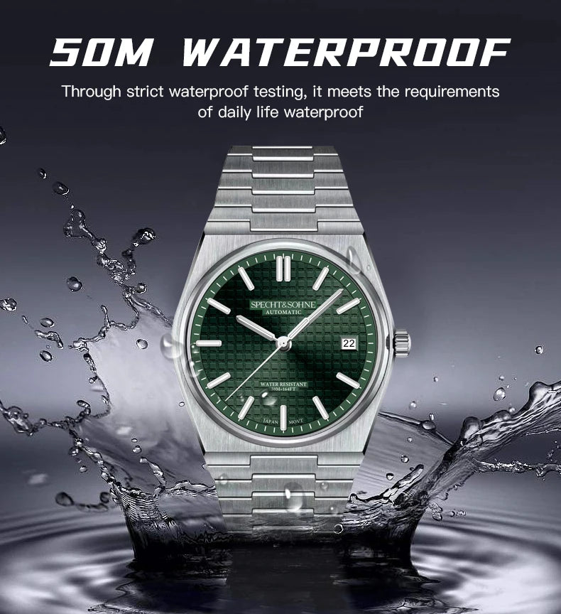 New Specht&Sohne Wine Red Men's Mechanical Wristwatch Miyota Automatic Watches Sapphire Crystal 37MM Stainless Steel Waterproof