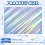 12Sheets Printable Holographic Sticker Paper Vinyl Sticker Paper A4 Waterproof Quickly Stickers for Laser Printer Inkjet Printer
