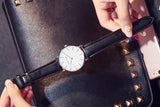 1 Set Women Leather Watches Minimalist Style 6.9mm Ultra Thin Dial Black Gift Box Adjuster Spare Strap Women's Dress Wristwatch
