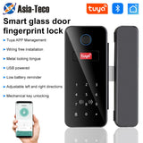 Bluetooth Electronic Glass LOCK Fingerprint Recognition Smart Lock Tuya APP Rfid Card Biometric Unlock for Glass Door Lock