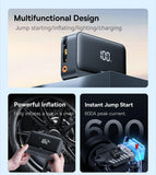 Baseus 4 In 1 Car Jump Starter with LED Lighting 600A Portable Car Battery Charger Power Bank Tire Inflator Pump Air Compressor
