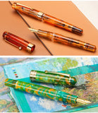 Smooth Asvine P20 Piston Filling Fountain Pen Acrylic Beautiful Patterns EF/F/M Nib with Golden Clip Writing Office Gift Box Pen