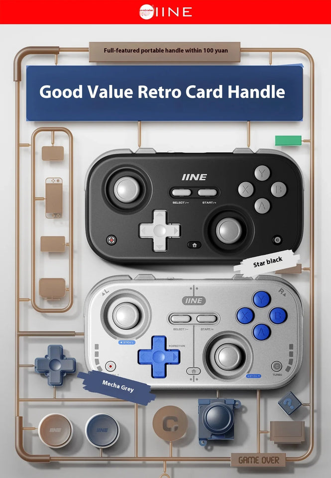 NEW IINE Palm-Sized Gamepads Wireless Bluetooth Retro Gaming Controllers 1000hz Hall Joystick Portable Android Ios Phones Pc
