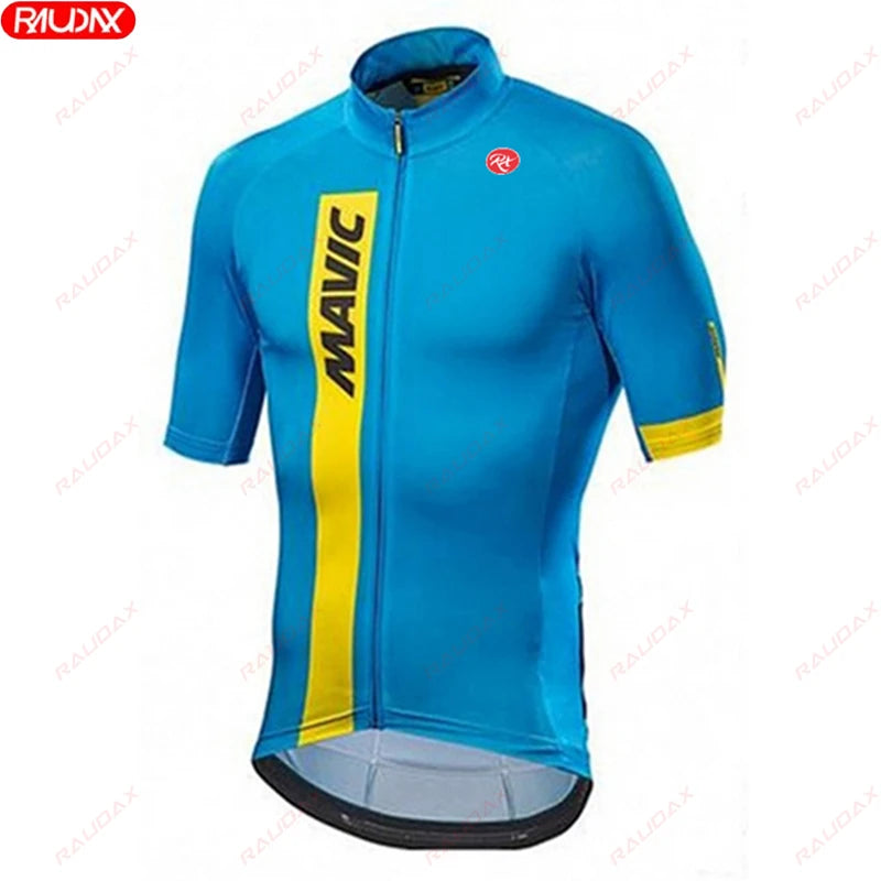 RX MAVIC 2024 New Summer Men's Cycling Set Road Bicycle Breathable Short Sleeve Bib Shorts Bicycle Moisture Wicking Sweatshirt