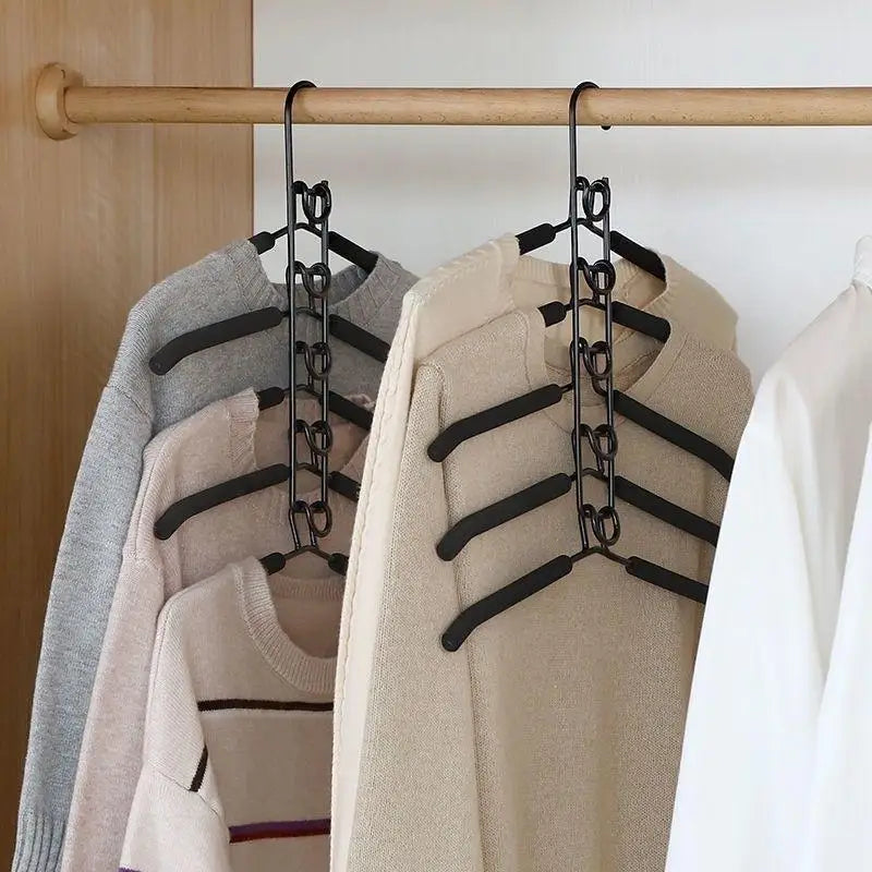 New Hanging Closet Organizer With Hooks, Space Saving Wardrobe Hanger For Coats Shirts Dresses Jackets Clothes Storage