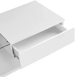 Rosahqnda coffee table side tables coffee table tables with glass and LED effect, high gloss white