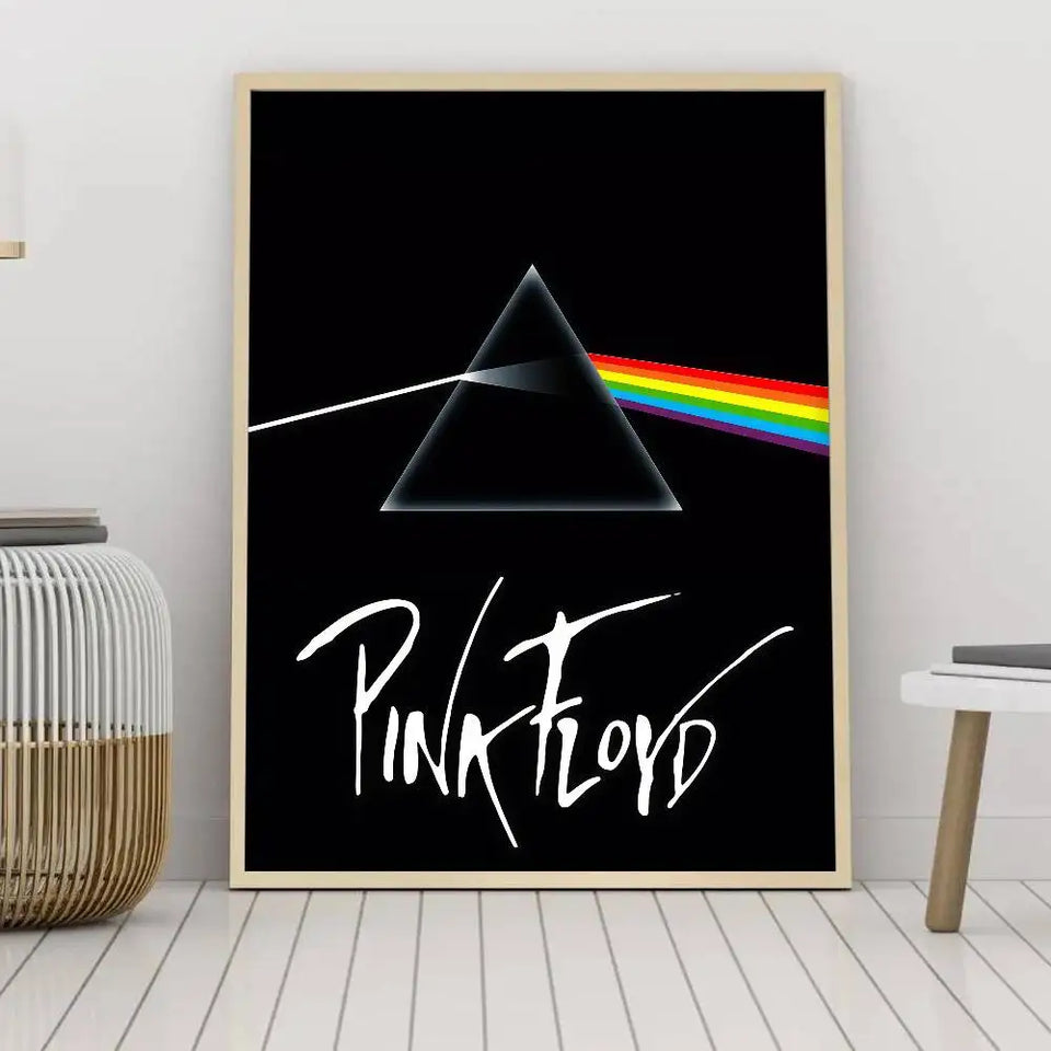 P-Pink-k F-Floyd Band Poster Self-adhesive Art Waterproof Paper Sticker Coffee House Bar Room