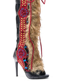 Fur Peep Toe Cross Tied Platform Sandal Boots Sexy Round Toe Thin Heel Zippeer New Arrivals Fashion Women Modern Boors