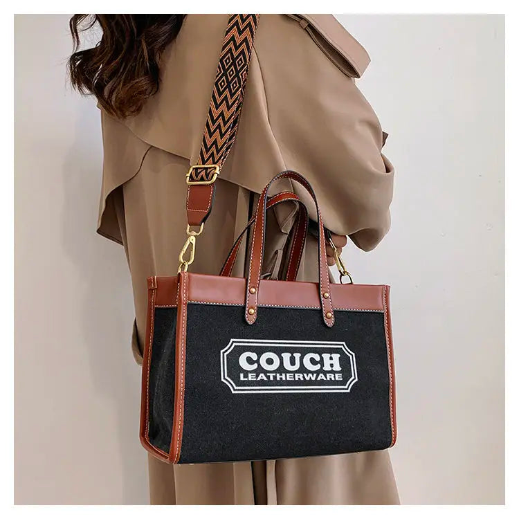 Canvas handbags women's 2023 new fashion all-match tote bag style large capacity shoulder messenger bag for woman