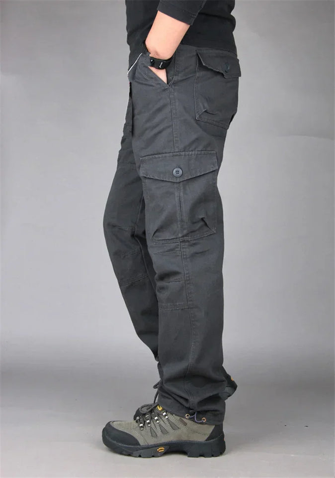 Camping Hiking Pants Men Cargo   Cotton Overalls Straight  Trousers Multi-Pocket Baggy  Slacks Pants