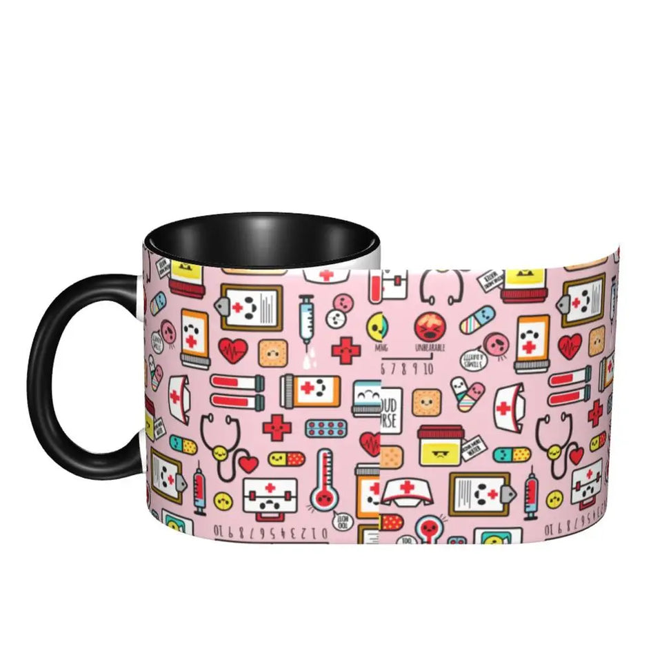 Pink Doctor Nurse Coffee Mugs DIY Customized Enfermera En Apuros Ceramic Milk Tea Mug Cup