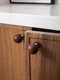 The Furniture Is Made Of Antique Walnut Wood With Solid Brass Small Handles Wardrobe Handles Kitchen Drawers Single-Hole Knobs