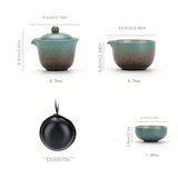 A set of exquisite ceramic tea ware, suitable for outdoor camping and home use, with a portable teapot.