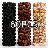 1/30/60/100pcs bulk satin scrunchies 100colors  women small 6.5cm headwear hair ties accessories casual cute black coffee