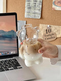 Restaurant Bear Shape Glass Cups, Cute Cartoon Animal Transparent Juice Cups for Children,Office Coffee Mugs Party Water Jar