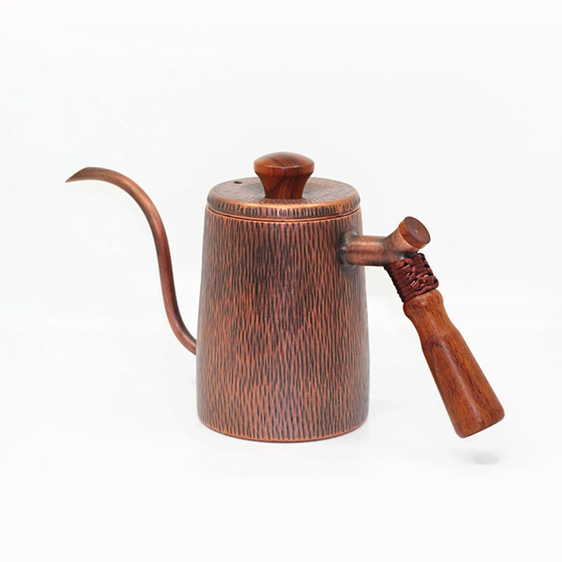 Pure Red Copper Coffee Tea Pot Cup Spoon Set Drinkware Long Gooseneck Spout Kettle Hand Drip Kettle turkish Coffee Maker Set