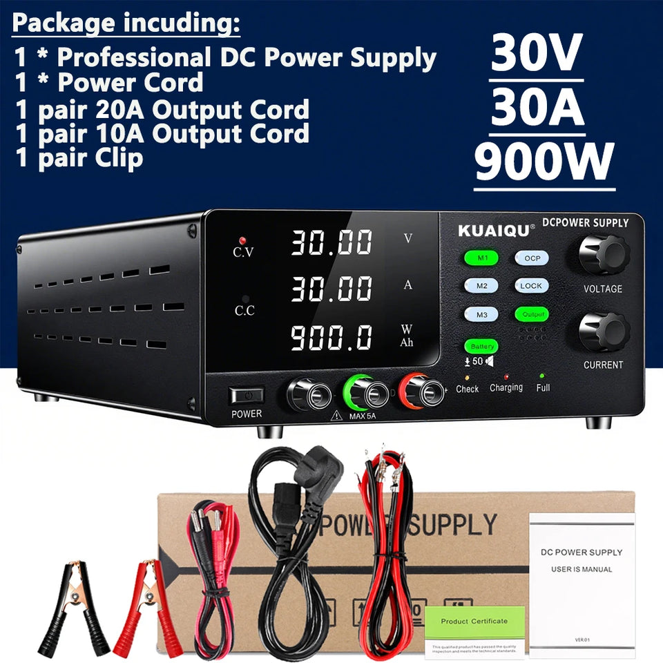 15V 30V 60V DC Power Supply Variable High Power Bench Power Supply for Fast Recharge, Equivalent to adding a BMS to your battery