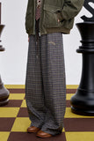ELFSACK 2025 Winter New Arrivals Casual Loose Embroidered Plaid Long Pants For Woman