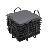 8x Slate Stone Drink Coasters Rustic Tabletop Protection with Holder Cup Coaster for Coffee Table Apartment Home Hotel Bar