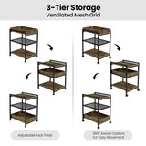 WOLTU 1PC Side Table 3-Tier Coffee Table Rolling Storage Cart with Removable Top Small End Table for Sofa Living Room Storage
