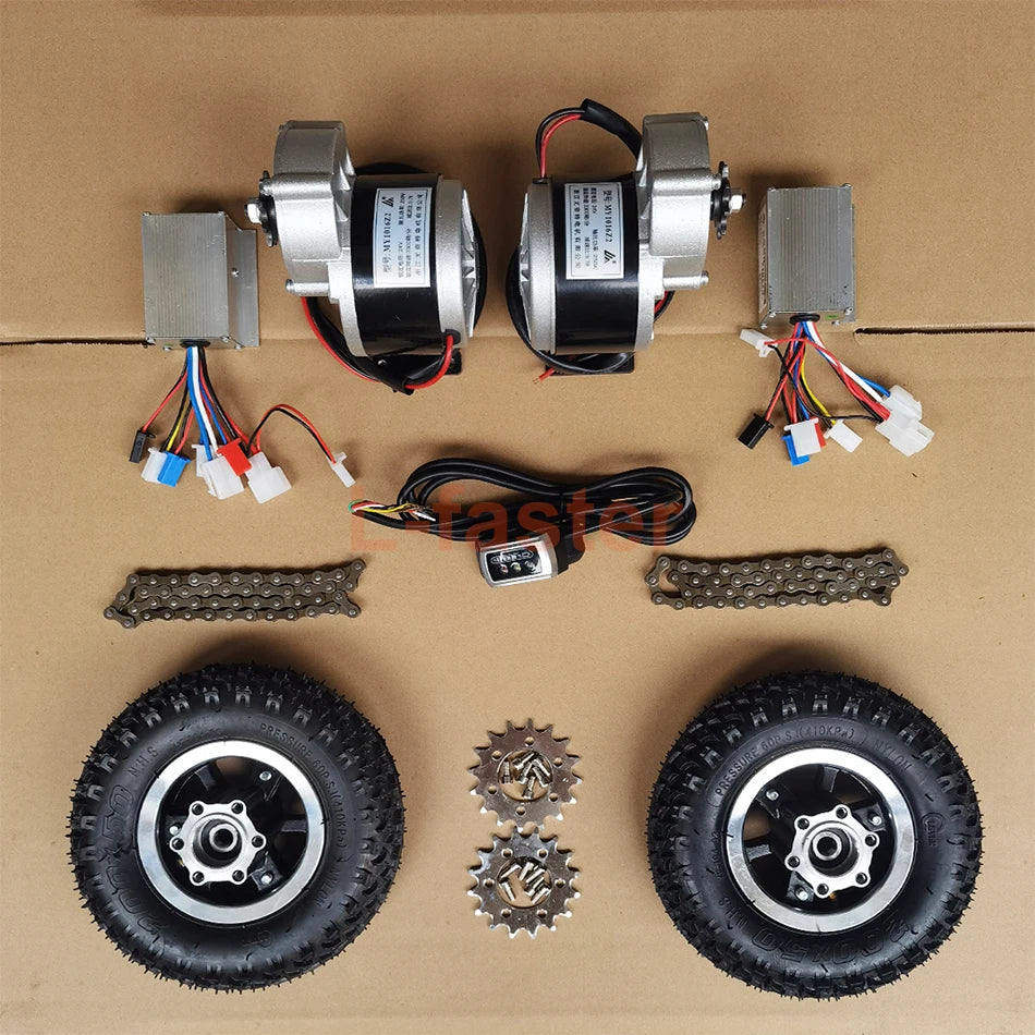 500W Dual Drive Electric Cart Conversion Kit Easy Carry 200kg 8" Wheel Set For Electrical Pull Barrow Trolley Capacity 400lbs