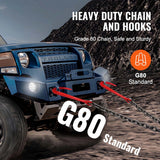 SucceBuy G80 V Bridle Chain Towing Chain Bridle with 15" J Hooks & Grab Hooks Transport Tow Chains for Flatbed Trailer Wrecker