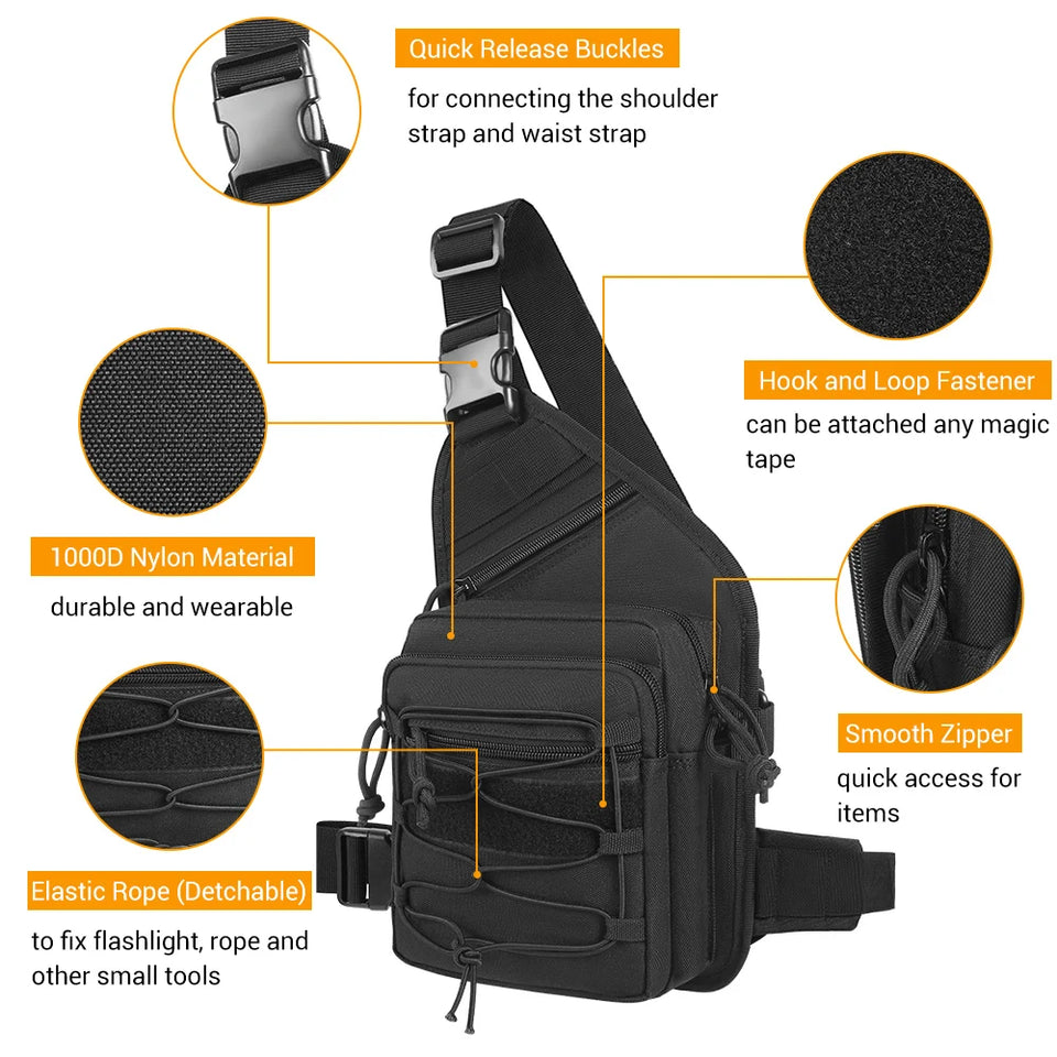 Concealed Carry Bag Tactical Crossbody Sling Backpack Shoulder Gun Holster Bag Chest Pack EDC Pouch Pistol Holster Bag Hunting