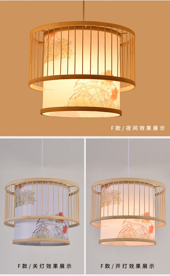 Bamboo Artwork Chandelier Lantern Tea Room Restaurant Restaurant Hot Pot Restaurant Japanese Style Retro Zen