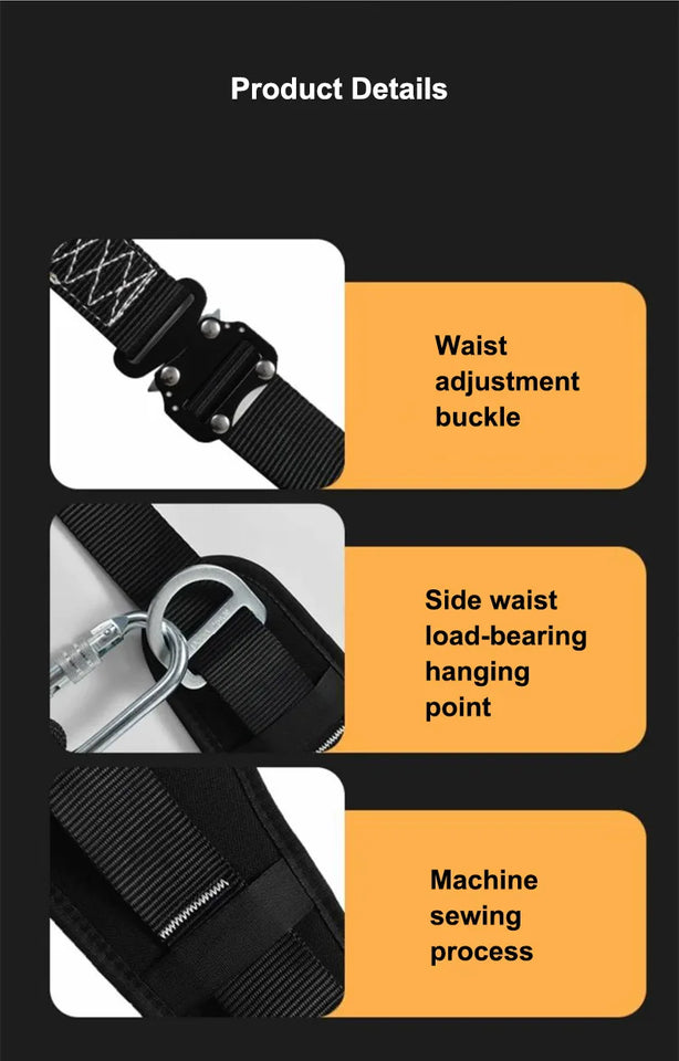 High-altitude Work Safety Harness Single Waist Safety Belt with Safe Rope Hook Outdoor Climbing Training Protective Equipment