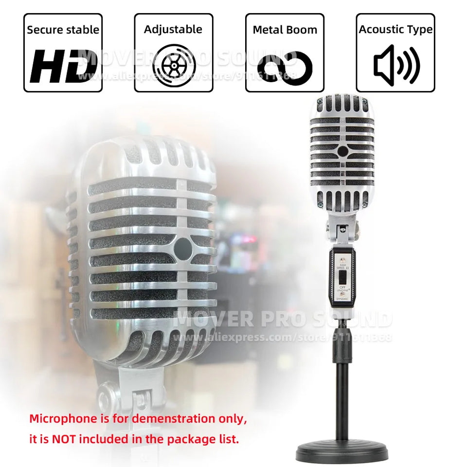 Table Desktop Holder Microphone Stand Compatible With Shure 55 SH 55SH II Classic Tabletop Extending Boom Bracket Desk Mic Mount