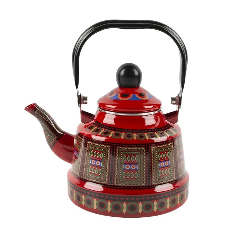 Classic Design Enamel Enamel Tea Kettle European Style Handmade Tea Pot Unbreakable No Whistling Water Kettle Restaurant