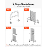 SucceBuy Grid Wall Panel Wire Grid Panels Display Rack Movable Art Display Shelf with Wheel Carbon Steel Gridwall for Craft Show