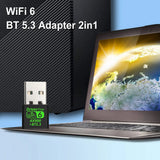 USB WiFi 6 Bluetooth 5.3 Adapter USB WiFi Network Wireless Wlan Receiver Dual Band 2.4/5.8GHz Mini USB WiFi Dongle Driver Free