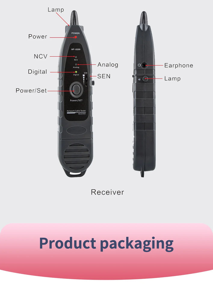 NOYAFA LCD Display Measure Length Tracker NF-8209 Cable POE Wire Checker Test Network Tool Scan Cable Wiremap Tester