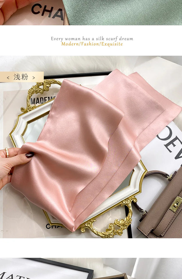Fashion Design 100% Real Silk Skinny Scarves Handle Bag Ribbons Foulard Tie Hair Band Neckerchief Print Headbands For Women