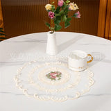 New Embroidered Dinning Table Cover Table Cloth Elegant Round Lace Tablecloth Coffee Coasters Napkin Party Wedding Decoration