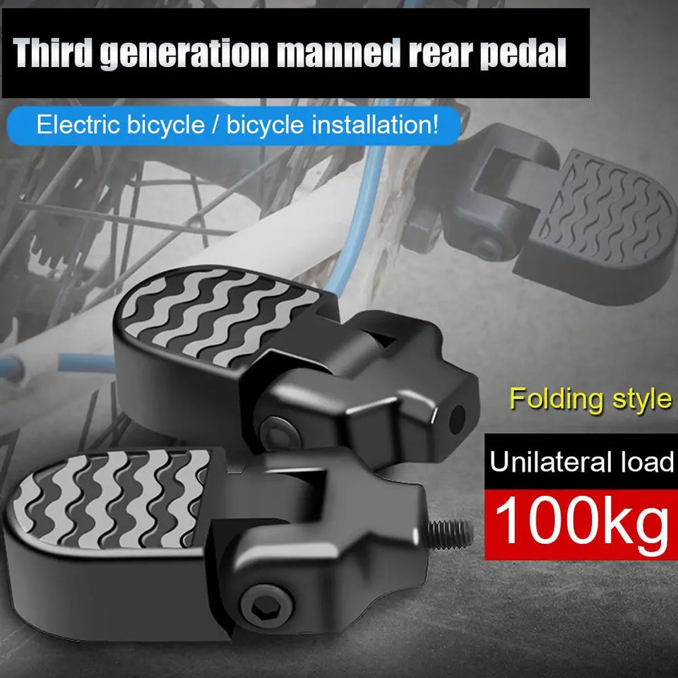 1 Pair Bicycle Folding Rear Pedal Anti Slip Aluminum Alloy Folding Footrest Mountain Bike Foot Pegs Rear Pedals