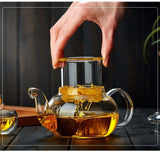 400ml/1000ml Filterable Heat-resistant Thickened Glass Teapot High Borosilicate Glass Flower Tea Pot Heatable Glass Tea Set