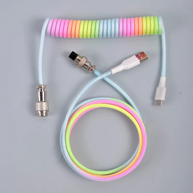 3M Type C Mechanical Keyboard Coiled Cable USB Keyboard Wire Mechanical Keyboard Aviator Desktop Computer Aviation Connector