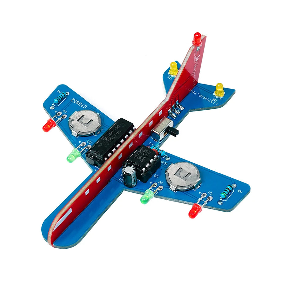 LED Flow Light Aircraft Model Kit DIY Electronic Kit DIY Electronic Welding Practice Kit Electronic Science Assembly Kit