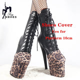Leopard Print Suede Pole Dance Boots Overshoes Wear-Resist Women Sandals Pumps High-heeled Shoes Platform Protectors Cover Shoes