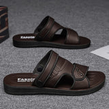 Summer Men's Sandals Leisure Beach Shoes Male Holiday Slippers Outdoor Retro Comfortable Casual Sandals leather Men Slippers