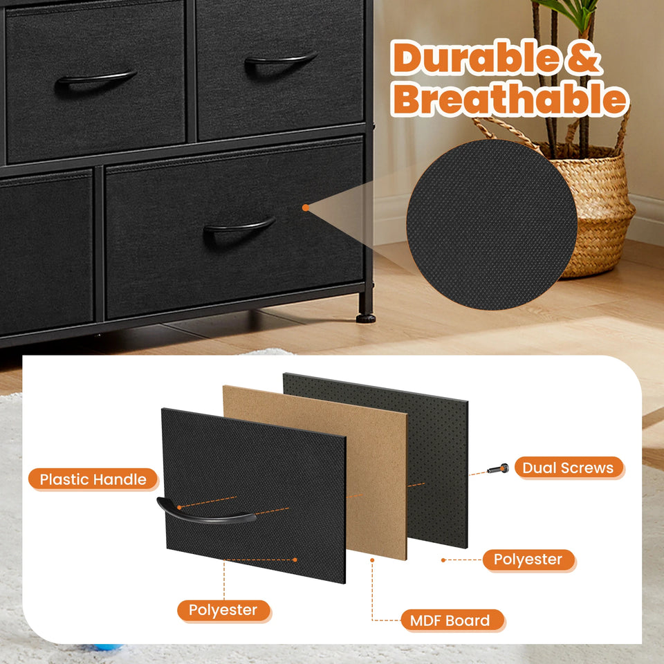 JHK Shoe Cabinet Dresser With 5 Fabric Drawers Toy Storage TV Stand Multilayer Shoe Rack Space Saving Cabinet Of Home Furniture